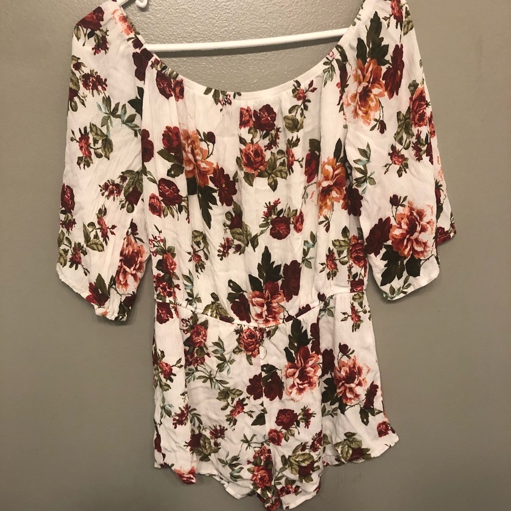 White Floral Off Shoulder Romper